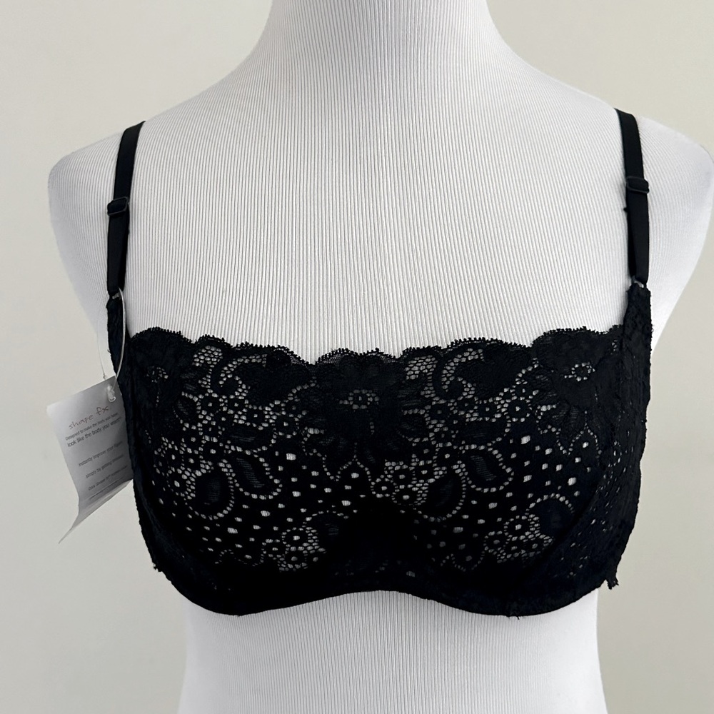 SHAPE FX || Black Peek-a-Boo Underwire Bra. Sz. L